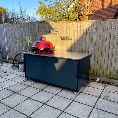 BIG4SPACE 180 Outdoor Kitchen Finished in Carbon Grey for Kamado Joe B ...