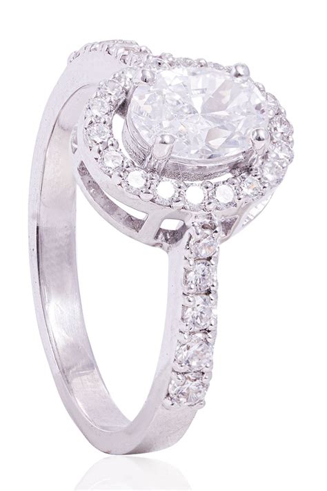 Buy Prata Oval Zirconia Stone Ring For Women Available Online at ...