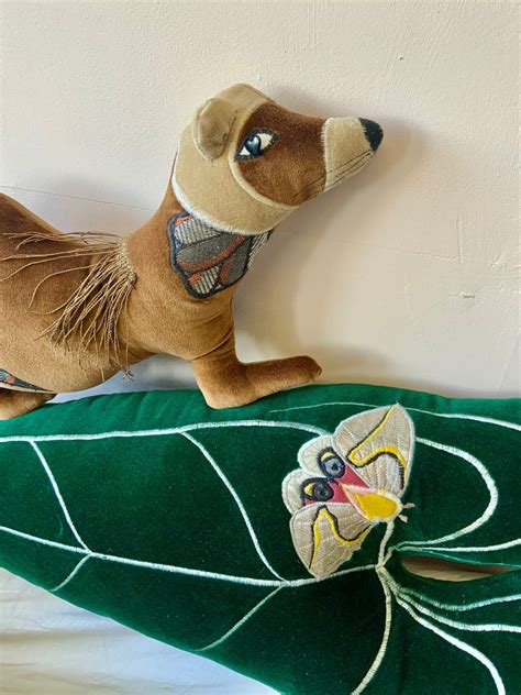 Polecat Shaped Animal Cushion Handmade Using Vintage Soft Brown Cotton ...
