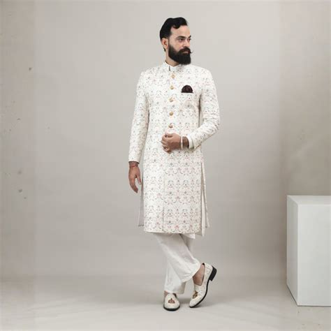 Cream Embroidered Sherwani for Wedding & Groom | Rajanyas Sherwanis