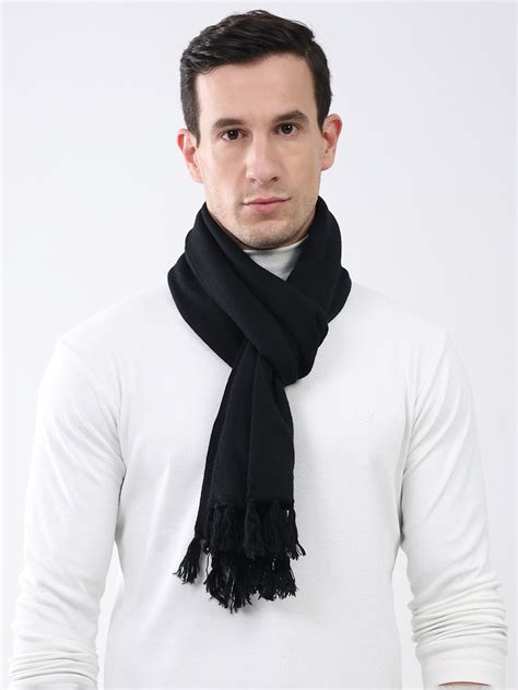 Buy Men Black Solid Pure Wool Muffler Online in India - Monte Carlo