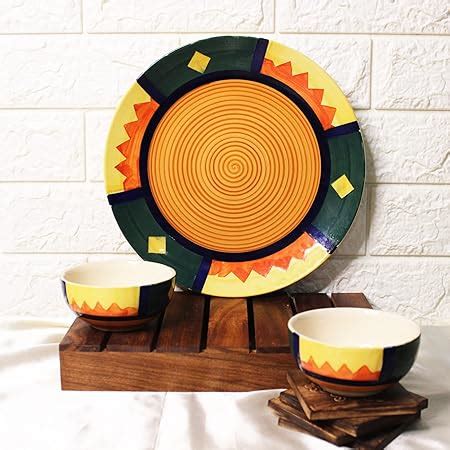 THEARTISANEMPORIUM Boho Fiesta Hand-Painted Ceramic Dinner Set of 1 ...