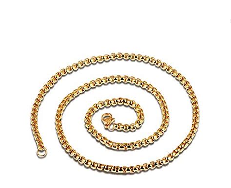 Yellow Chimes Chain for Men Golden Box Chain Stainless Steel Neck ...