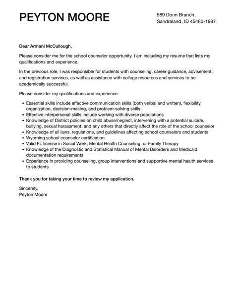 School Counselor Cover Letter | Velvet Jobs