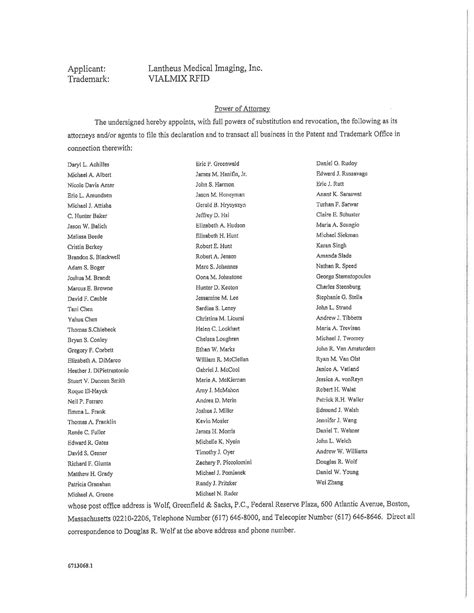 VIALMIX RFID - Lantheus Medical Imaging, Inc. Trademark Registration