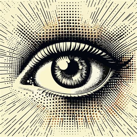 Retro halftone eye open human eye in halftone texture dotted pop art ...