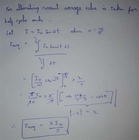 The average value or alternating current for half cycle in terms of I0 ...