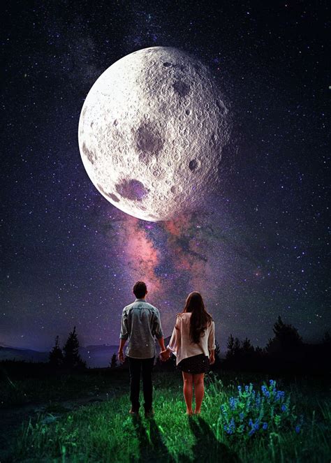 ' Under The Same Moon' Poster, picture, metal print, paint by seam less | Displate