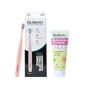 Dr.Dento Neo Coral Red Super Soft Electric Toothbrush with Vanilla Icey ...