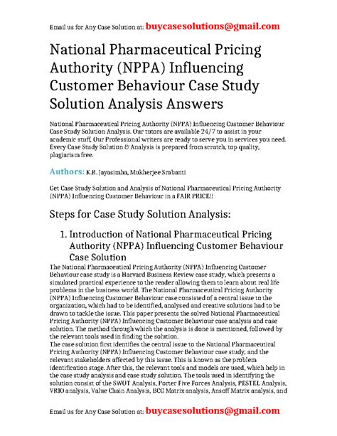 Case Solution National Pharmaceutical Pricing Authority (NPPA ...