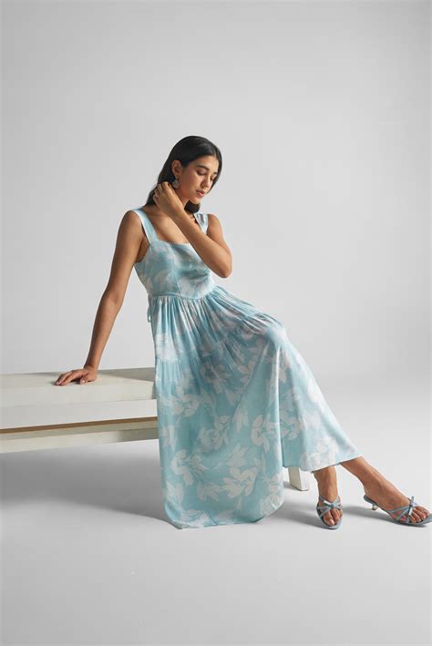 Sky Blue Floral Sundress – Gablor
