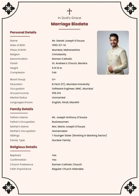 Christian Marriage Biodata Format (PDF, Word, Images) – Free Templates ...