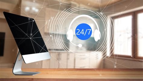 Headphones and 247 with computer | Premium Photo