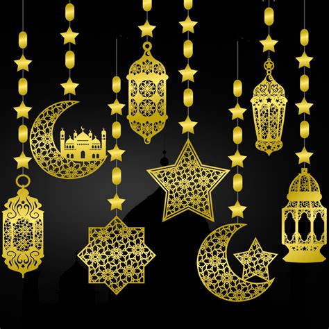 Amazon.com: Ramadan Mubarak Garland Eid Decorations, Shining Gold Star ...