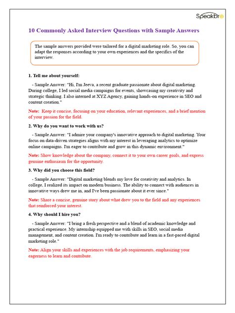 Sample Interview Questions and Answers 的图像结果