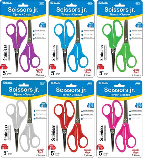 Buy BAZIC School Student Scissors Set, 5 Pointed Tip & Safety Blunt Tip ...