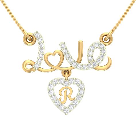 KANAK JEWELS Valentine Hanging Alphabet Letter R Gold Plated Heart ...
