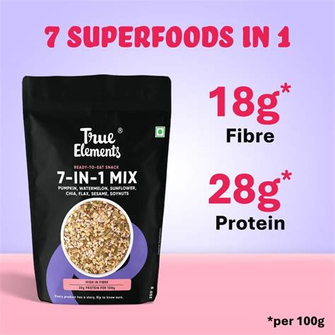True Elements 7 in 1 Super Seeds and Nut Mix for weight loss, Ready To ...