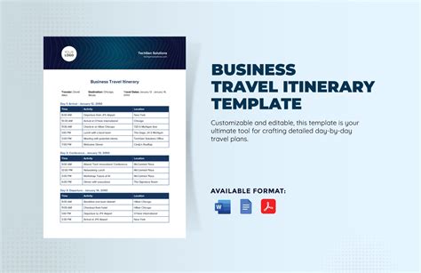 Tour Itinerary Template in Word, PDF, Google Docs, Pages - Download ...
