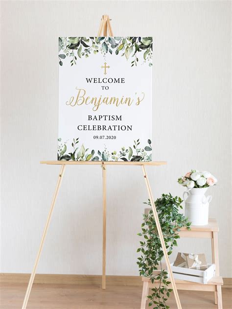Baptism decorations greenery baptism sign baptism welcome sign first ...