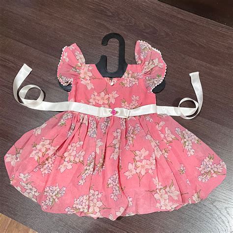 Pink Chiffon Lily Print Ballon Styled Frock – MEEMORA