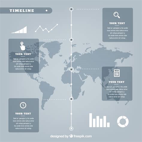 Grey infographic met wereldkaart | Gratis Vector