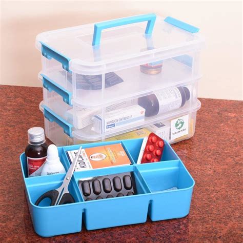 OHELIGO 3 Layer Multipurpose Medical Medicine Transparent Blue ...
