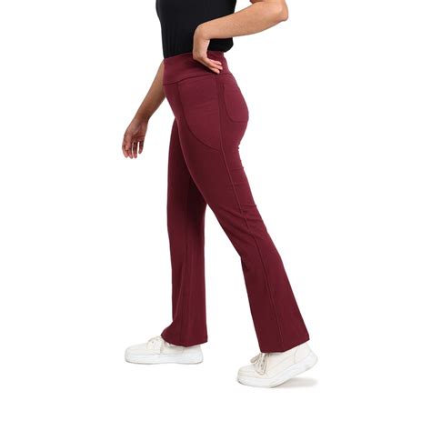 Buy Bliss Club Women Burgundy Groove-In Cotton Flare Pants Regular with ...