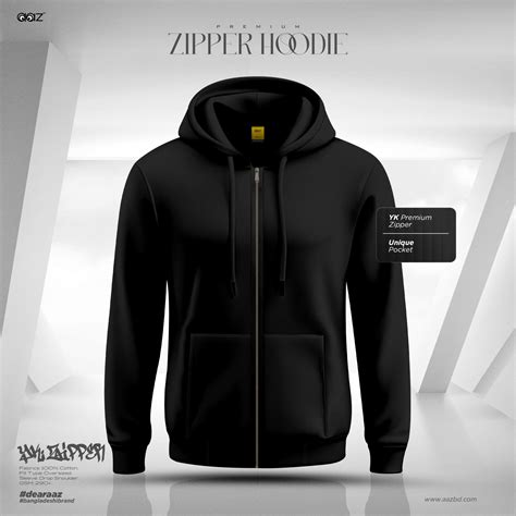Premium Zipper Hoodie (Black) - AAZ BD