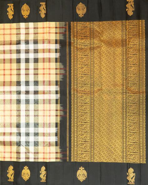 BM Silks New Trendy Pure Silk Kanchipuram Saree with Burberry Checks a