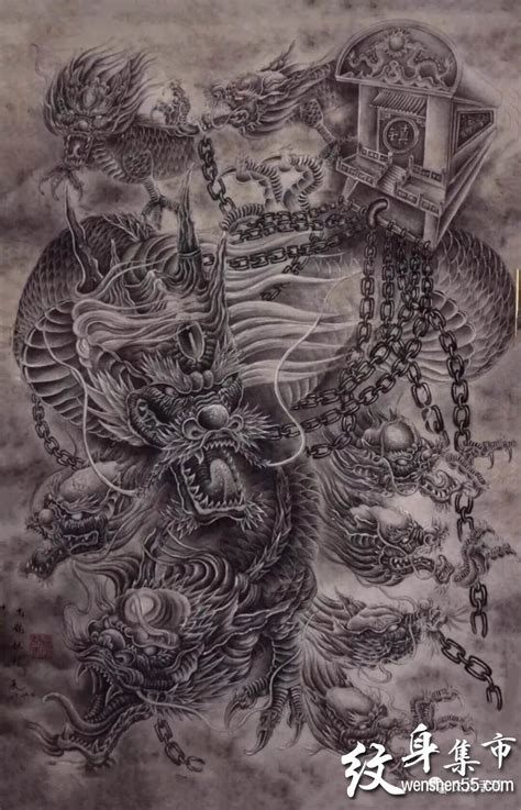 胸口九龙拉棺纹身图案大全九龙拉棺纹身图2022已更新今日推荐