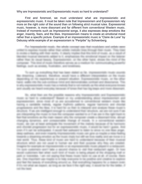 SOLUTION: Why are impressionistic and expressionistic music so hard to ...