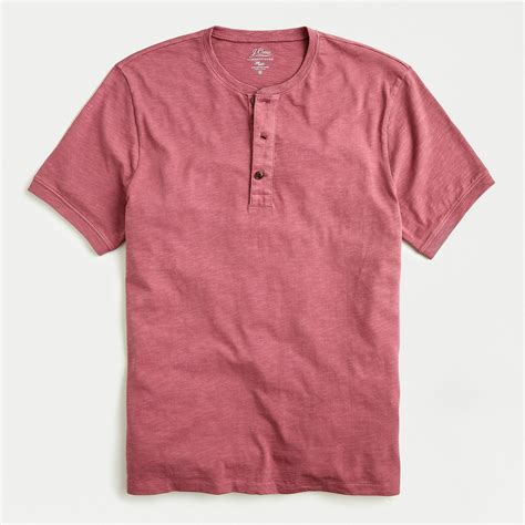 J.Crew Garment-dyed Slub Cotton Short-sleeve Henley in Red for Men - Lyst
