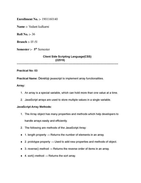 CSS Practical No-3 - imp - Enrollment No. :- 1901160140 Name :- Vedant ...