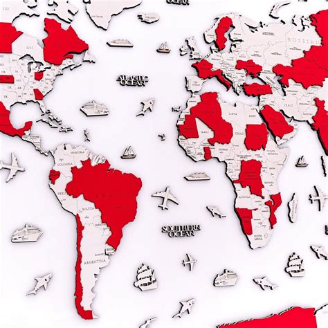 Buy Travel Map, Wood Office Map of the World Travel Wall Decor, Above ...