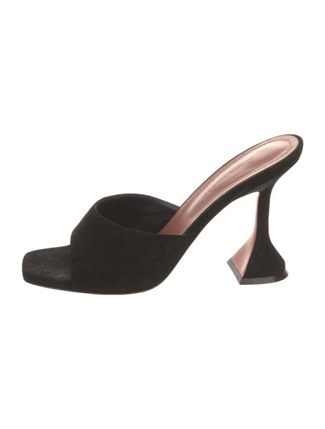 Amina Muaddi Suede Slides - Black Sandals, Shoes - AMINM30069 | The ...