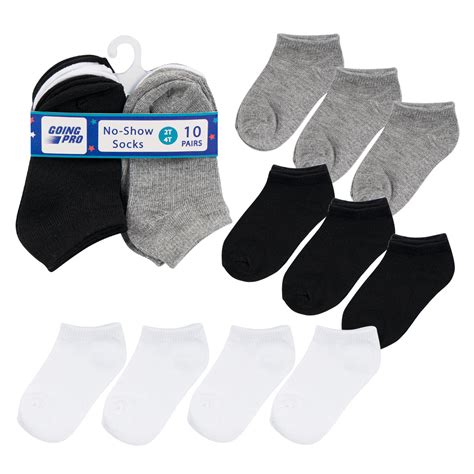 Wholesale 10pk Boys No Show Socks - Sizes 2T-4T WHITE/HEATHER GREY/BLACK