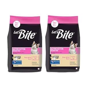 Let's Bite Active Kitten Dry Cat Food (1kg + 1kg), Total 2kg Pack ...