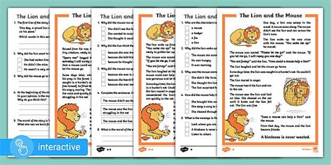 Interactive PDF: KS1 The Lion and the Mouse Differentiated Reading