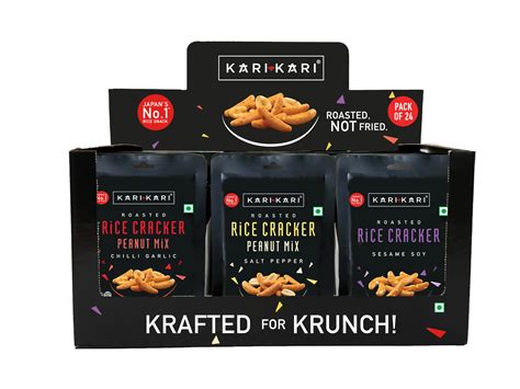 Kari Kari Rice Crackers Variety Pack (18g X Pack of 24) | Chilli Garlic ...