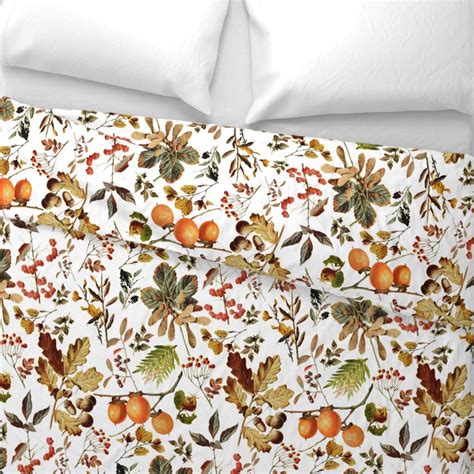 Fall Duvet Cover Vintage Botanical Autumn by Redbriarstudio - Etsy