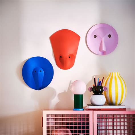 IKEA PS 2026 wall decoration, set of 3, pink red/blue - IKEA