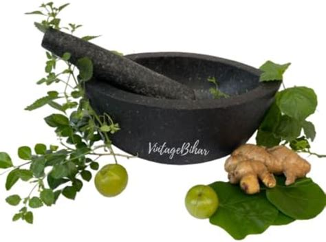Buy VintageBihar Tamda Stone Mortar and Pestle Set – Boat Shape ...
