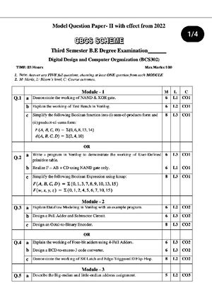 BCS302 Set2 - model question paper - Model Question Paper- II with ...