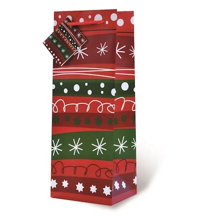 Wrap-Art Christmas Doodles Printed paper Bag with Plastic Rope Handle ...