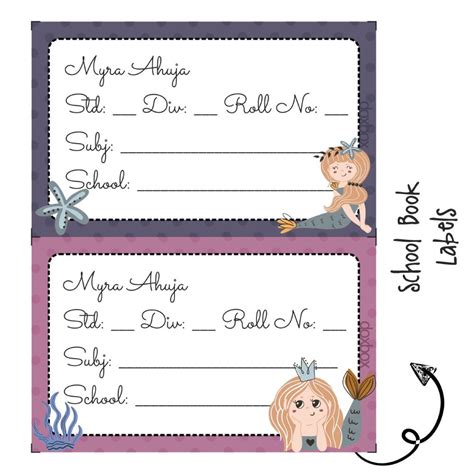 School Book Labels - Mermaid Queen – Peppydots