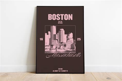Boston Poster | Boston Print | Travel Poster | Boston Longitude | Massachusetts Artwork | Retro ...