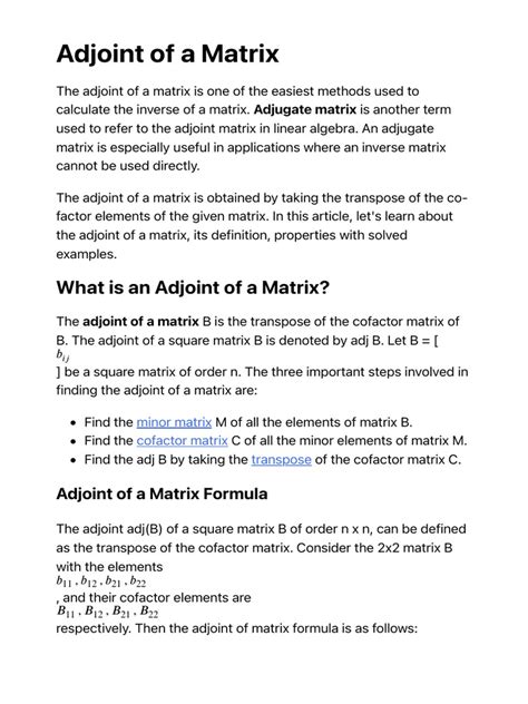 Image result for Adjoint Matrix Properties