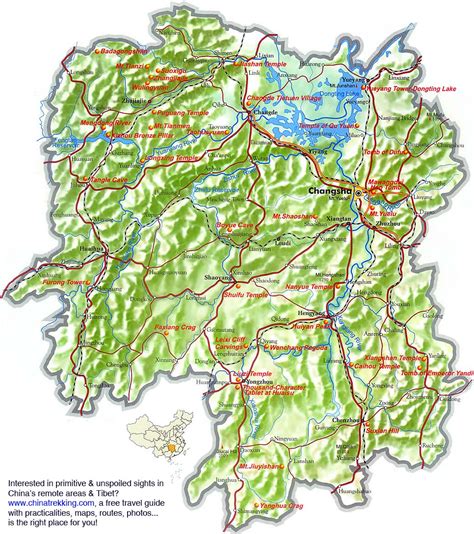 China Hunan Travel Map - China Trekking Guide, Route, Map, Photo