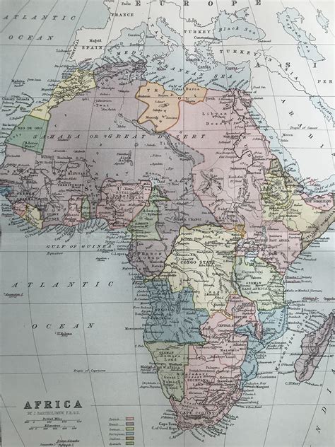 1900 Africa Original Antique Map - Available Framed - Colonial Powers - Colonialism - Continent Map